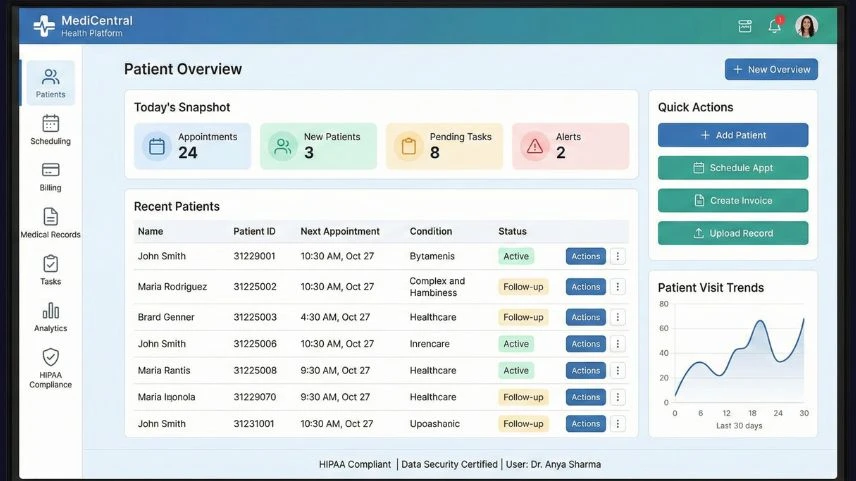 Healthcare Dashboard Interface