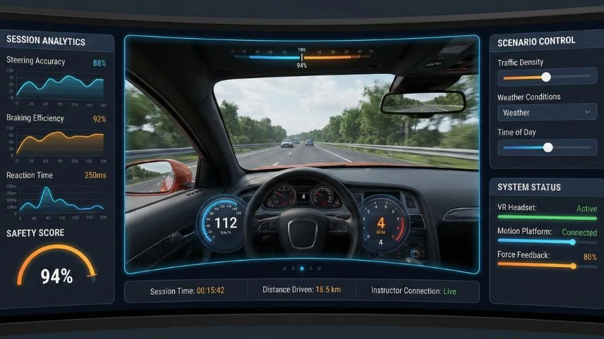 VR Driving Simulator Dashboard Interface
